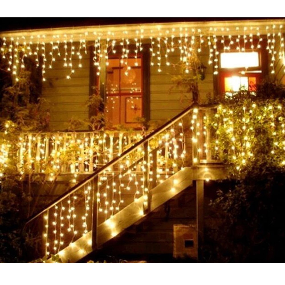 Lainin 3.5M/11ft 96 LED Warm White Linkable Fairy Curtain String Light with 8 Modes Memory Functional Controller for Indoor/Outdoor/Patio/Wedding/Valentines Day/Christmas Decor