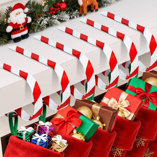 Stocking Holders for Mantle Set of 6, No-Slip Stocking Hangers for Mantel Multi-Use Christmas Stocking Holder Hooks for Fireplaces Mantle, Wreath, Hat, Gift Christmas Party Decorations