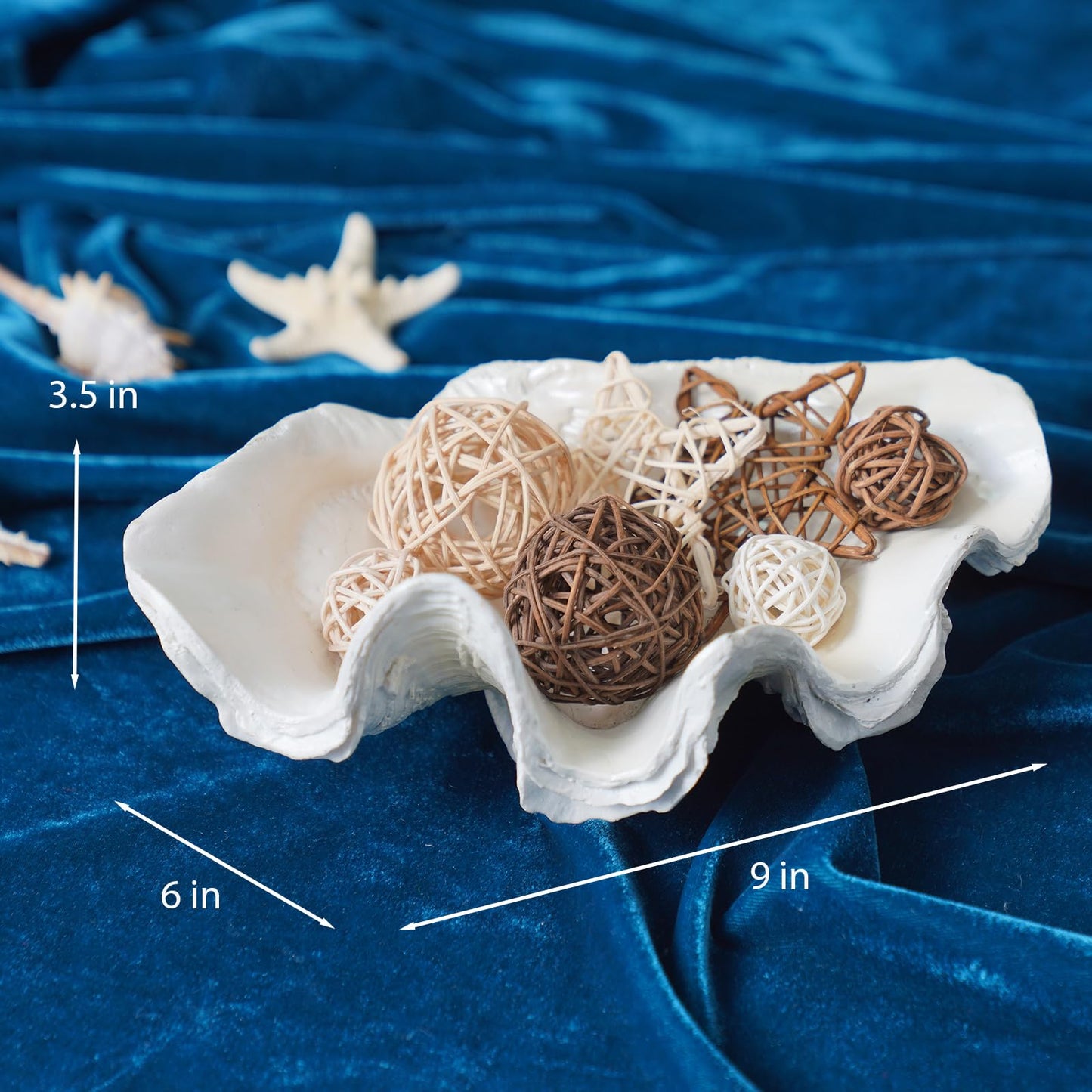 LC LCdecohome Decorative Bowl Entryway Table Decor - Resin Clam Shells Bowls Seashell Beach Console Table Home Decor Accents for Ocean Themed Living Room Coffee Table Decor 9 * 6 * 3.5 Inch
