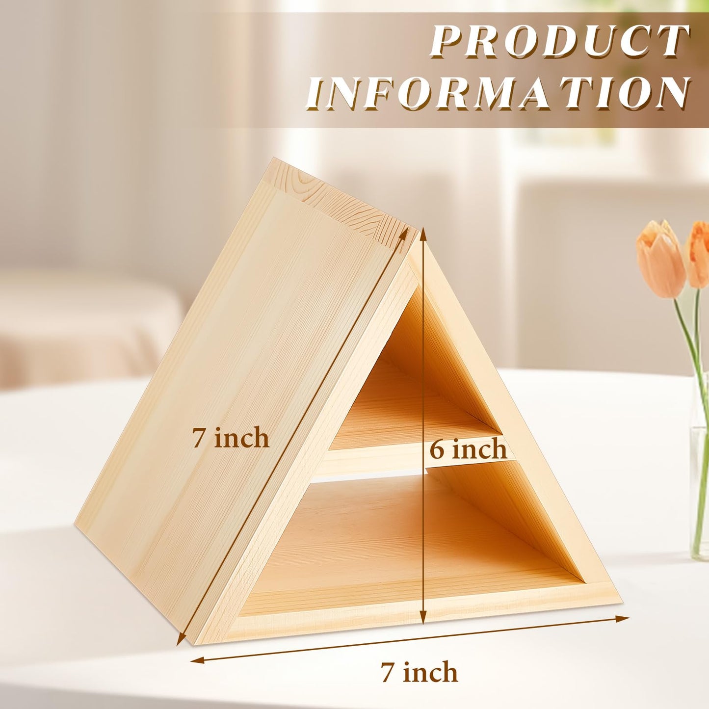 Menkxi Wooden Triangle Book Stand 7 x 7 x 6 Inch Page Rest Holder Place Functional Shelf for Bedroom Office Library Table Centerpiece Decoration for Book Lover