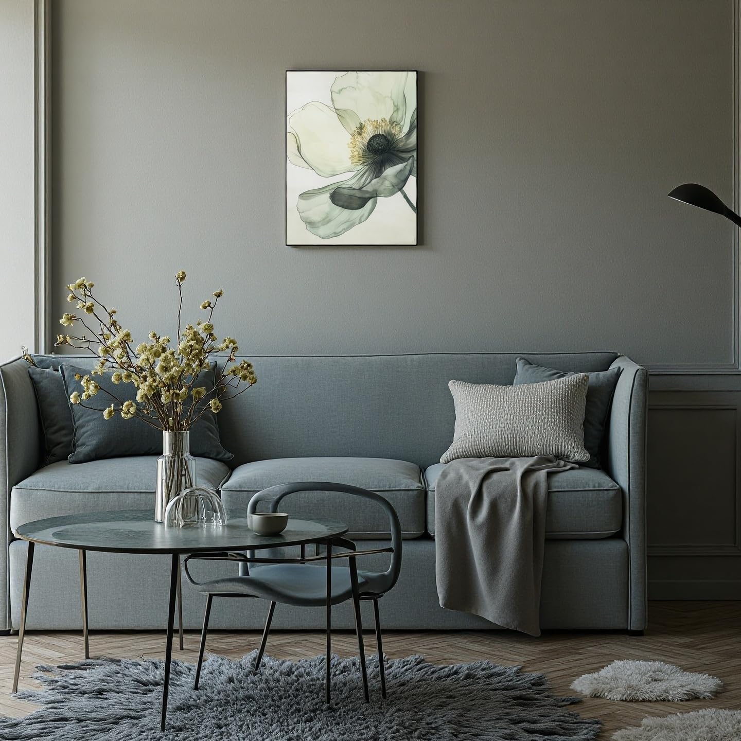 Sage Green Wall Art, flower pictures wall decor, Minimalist Modern Gold Green Canvas Artwork Paintings, Boho aesthetic canvas wall art for bedroom Bathroom Living room Office Decorations,12"x16"
