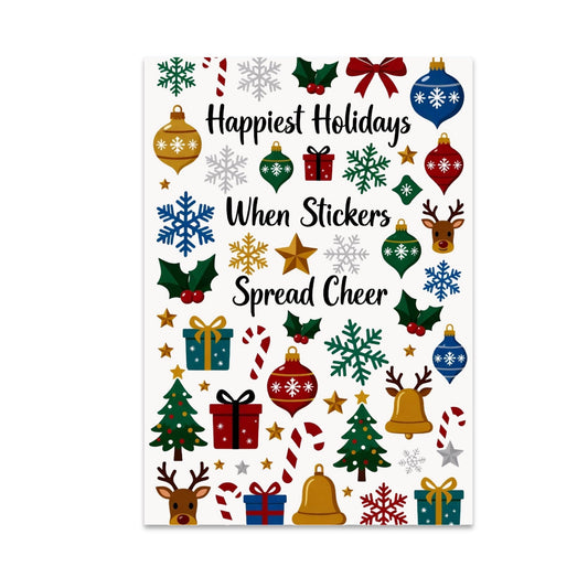 Festive Wall Decor Poster Print - Happiest Holidays When Stickers Spread Cheer - 13x19 - Modern Seasonal Style