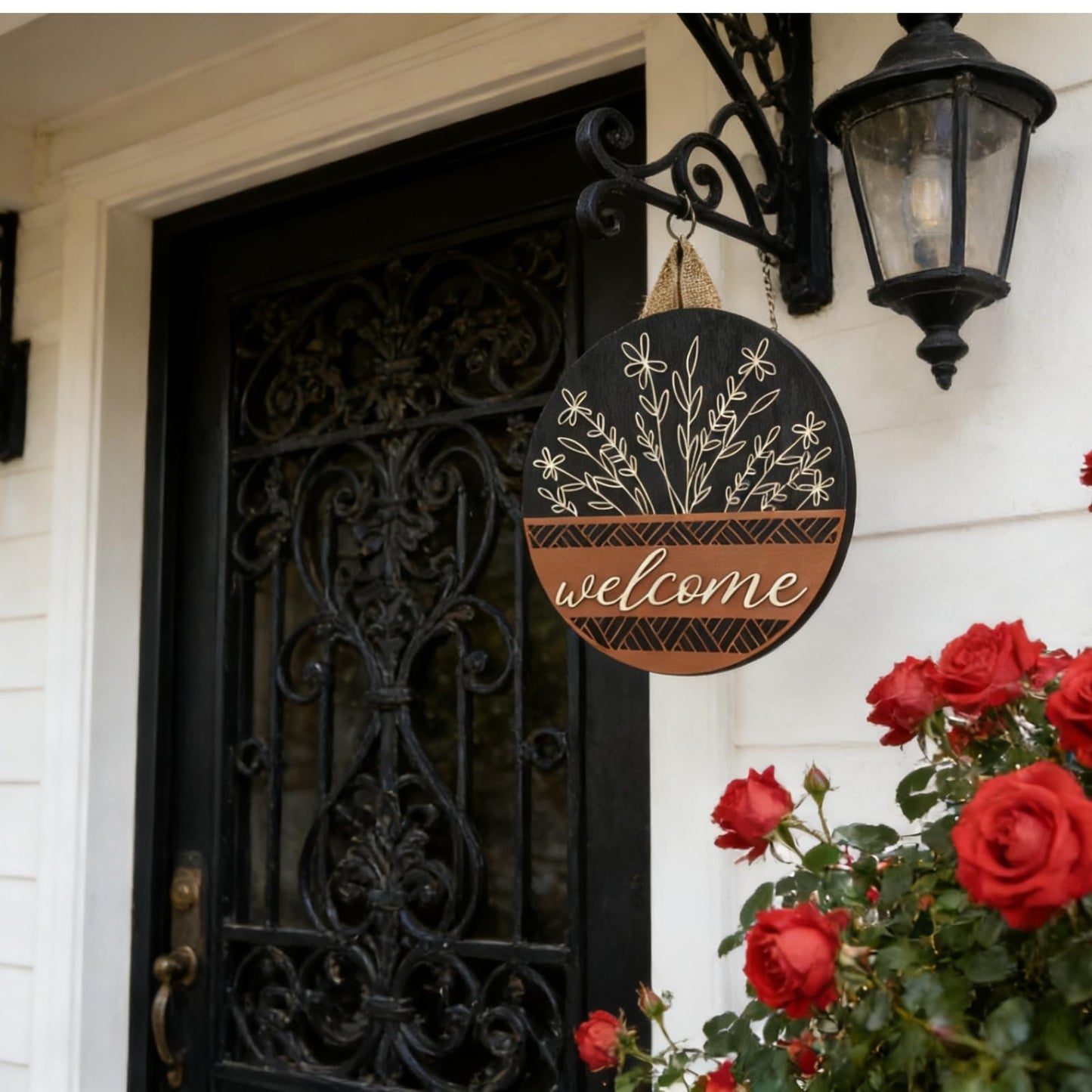 Dayeorin 3D Welcome Sign Wreaths for Front Door,House Warming Gifts New Home,Modern Farmhouse Decor Spring Wreath for Summer Fall Winter All Seasons Holiday Outdoor