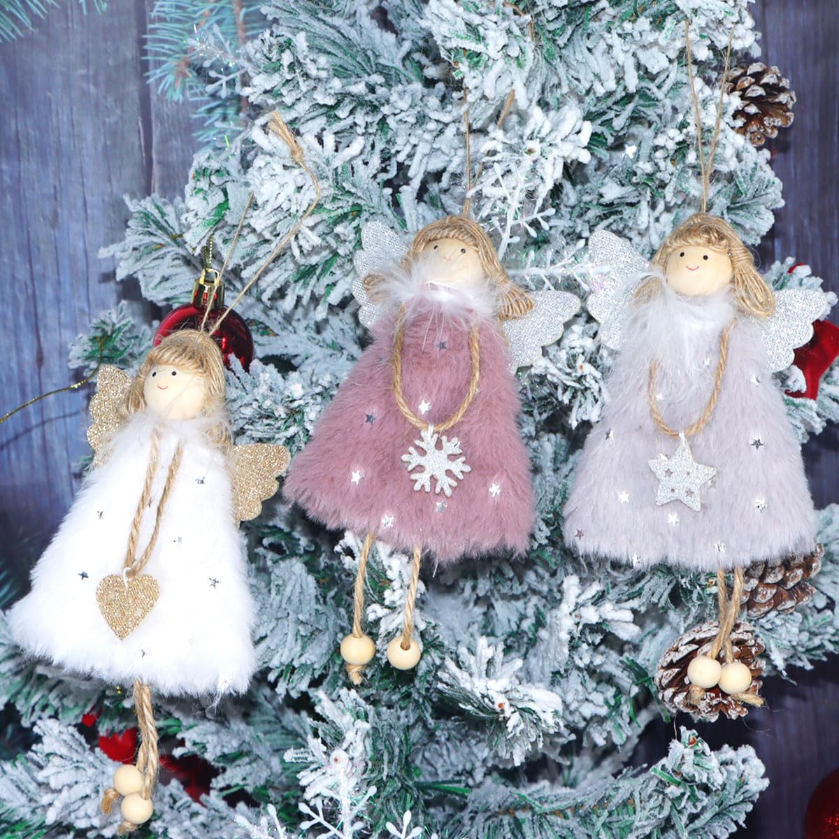 FZBNSRKO 3 Pcs Angel Doll Pendants,Christmas Plush Ornaments Plush Angel Ornaments for Christmas Party New Year,Birthday,Wedding,Valentine's Day Decoration