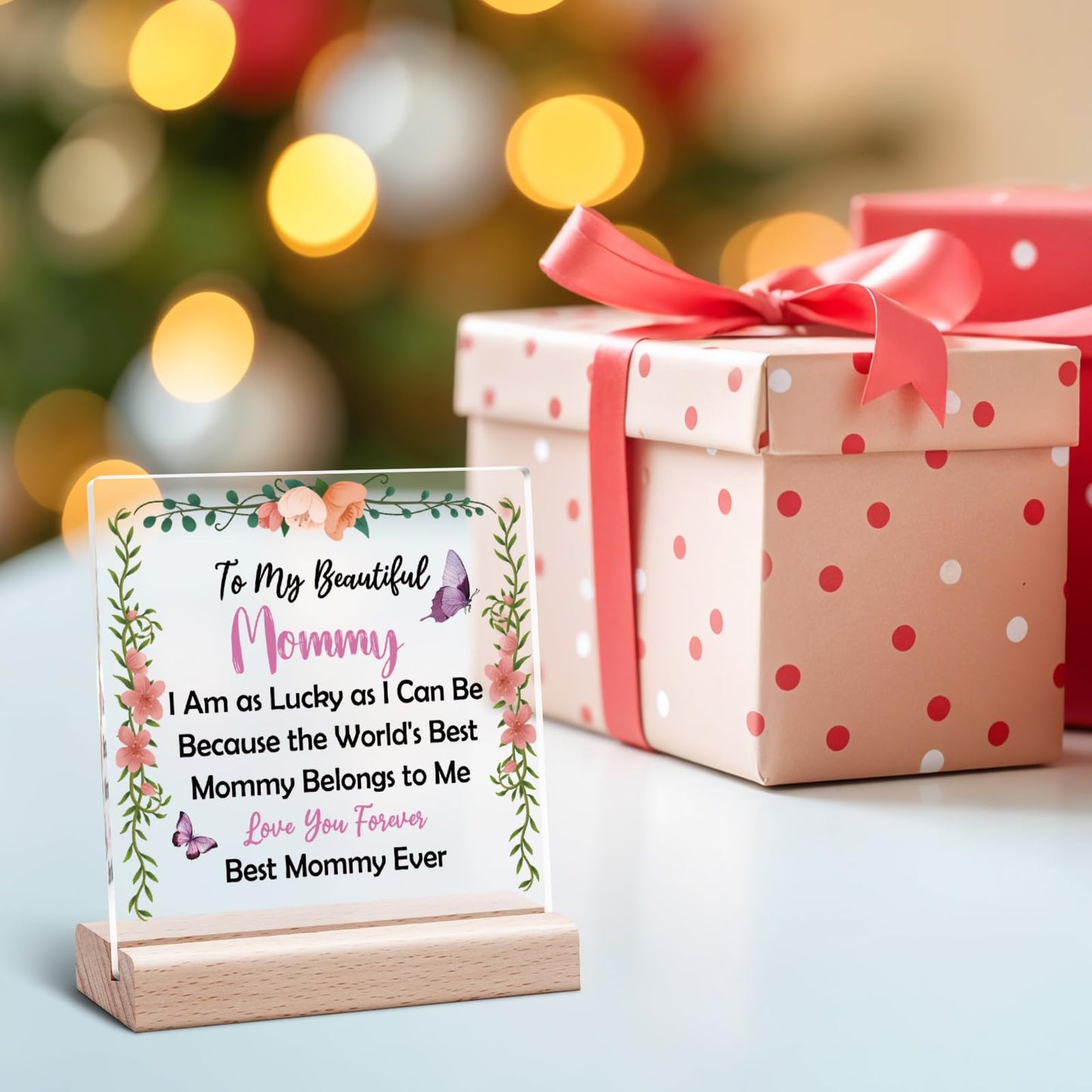 Mom Birthday Desk Decorative Sign from Daughter Son Mother Acrylic Plaque Christmas Desk Sign for Mom Mommy Gift for Mothers Day Mother Acrylic Decor from Daughter Son Mommy Thanksgiving Birthday Gift
