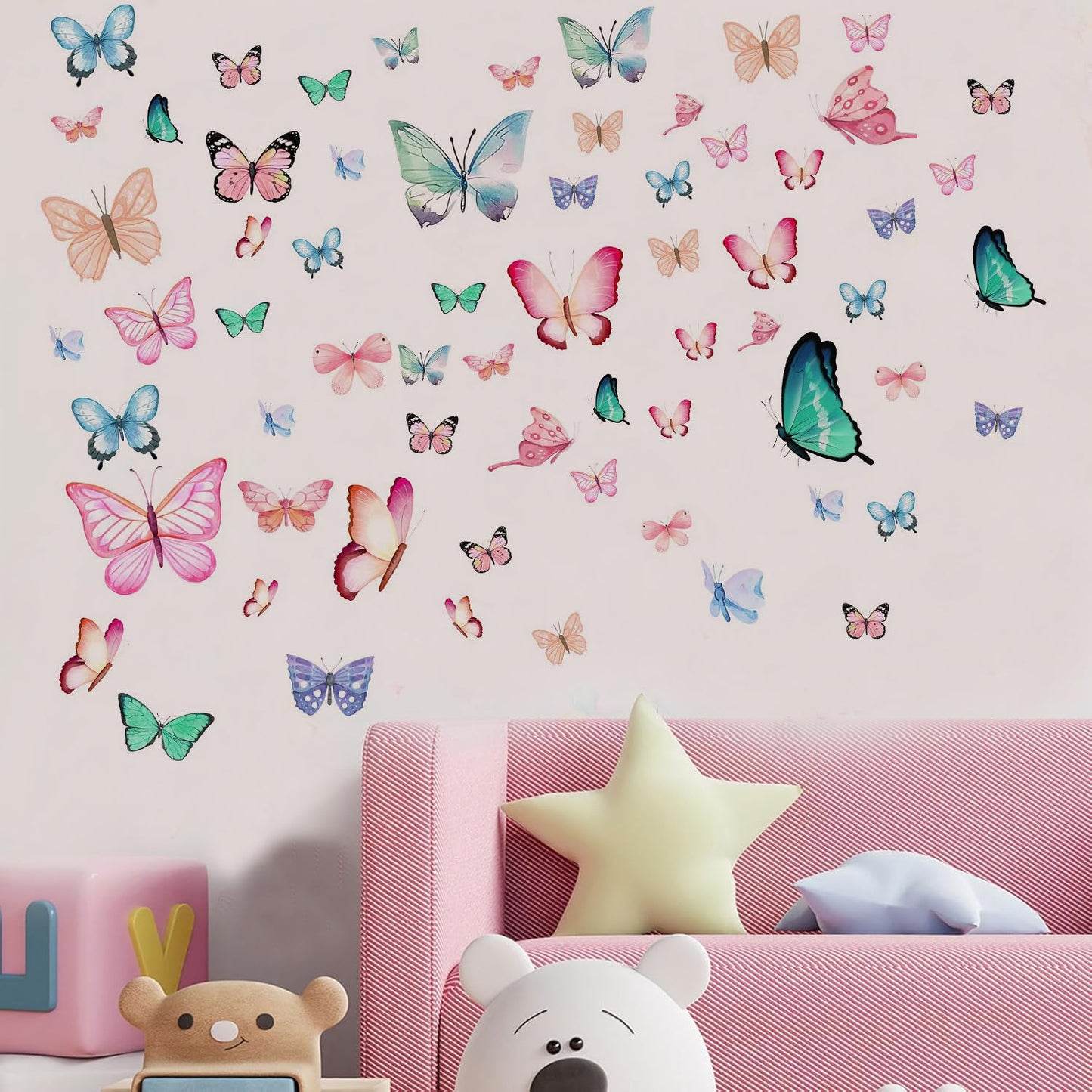 Lotusamber Glow in The Dark Butterfly Wall Decals, Luminous DIY Wall Stickers for Home Bedroom Living Room Ceiling Decor, Removable Self-Adhesive Art Murals for Indoor Home Decoration
