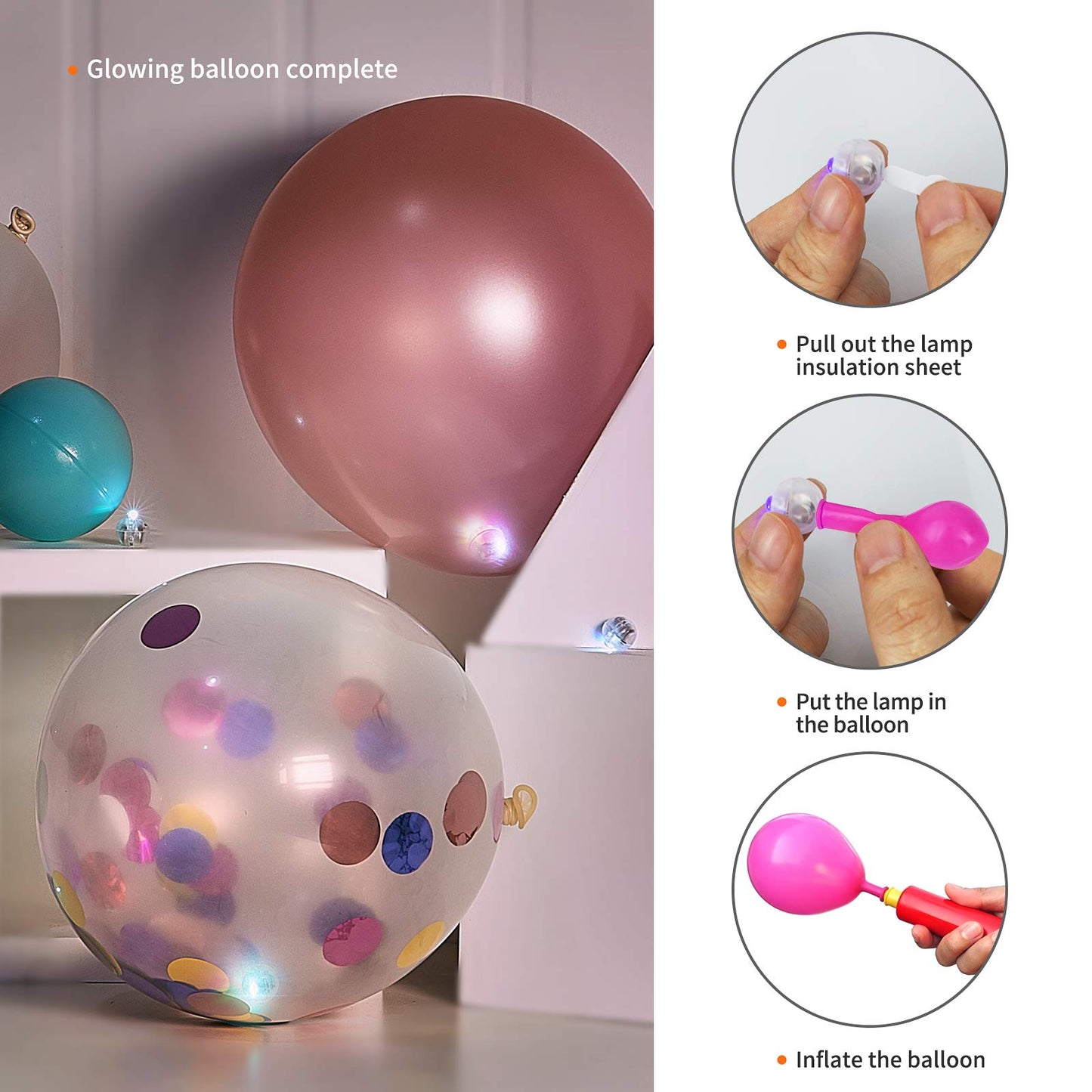 Aogist 100pcs White Balloon Lights,Long Standby Time Waterproof Mini Light,Battery Powered,Round LED Ball Lamp for Latex Balloon Paper Lantern Party Wedding Festival Christmas Halloween Decorative