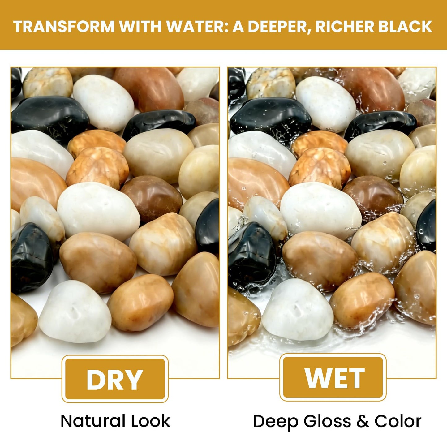 Mengdewei 1-2 Inch Polished River Rocks, Decorative Stones for Indoor Plants, Vase Filler, Fish Tank & Aquarium, Garden Landscaping, Mixed, 6LB