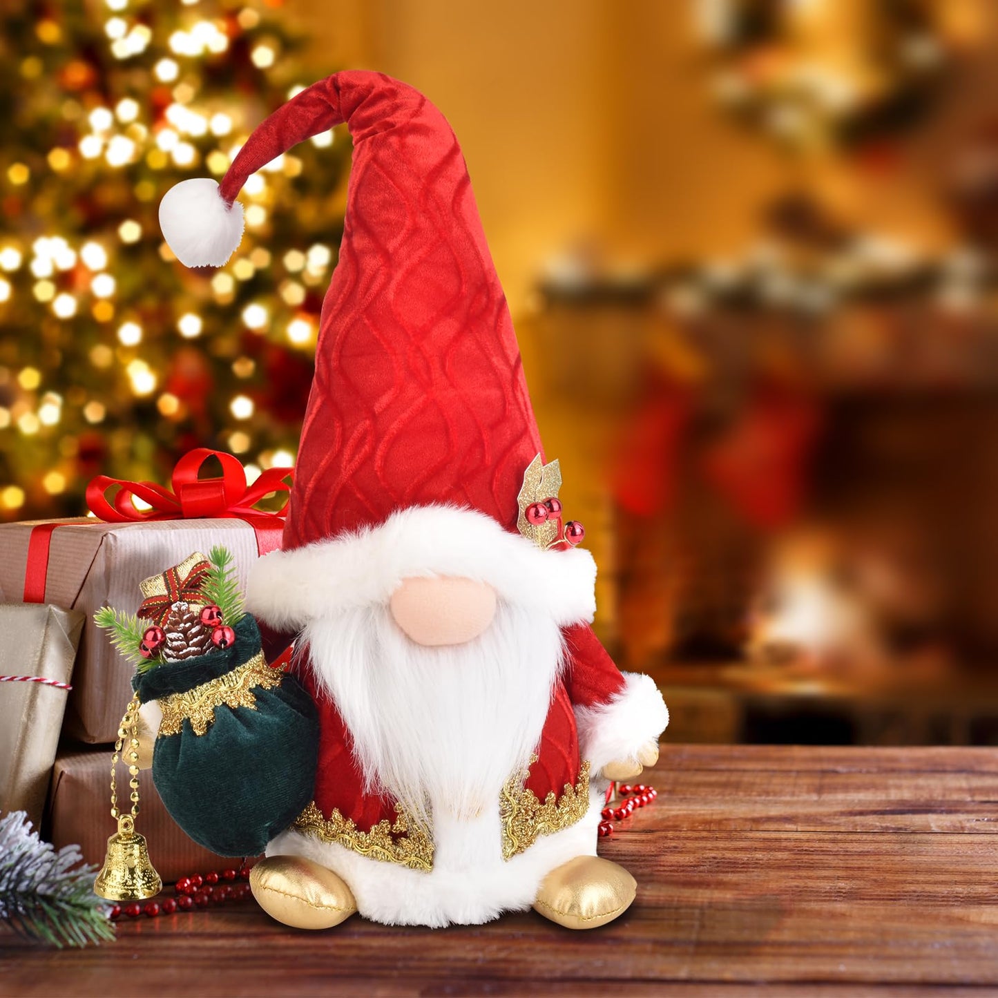 EKARSEN Handcraft Gnome Christmas Decorations - Large-Sized 18 Inch Nordic Gonk Figurine Cute Scandinavian Tomte Dwarf Home Decor and Sweet Gift for Traditional Festivals