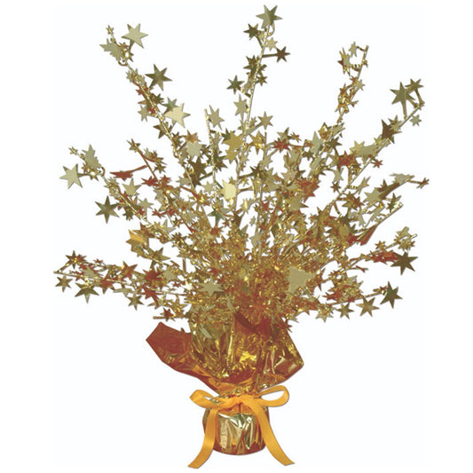Beistle Star Gleam 'N Burst Centerpiece, 15", Gold Metallic Foil Table Decoration for Birthdays, Weddings, New Year's Parties, Awards Night and Special Events
