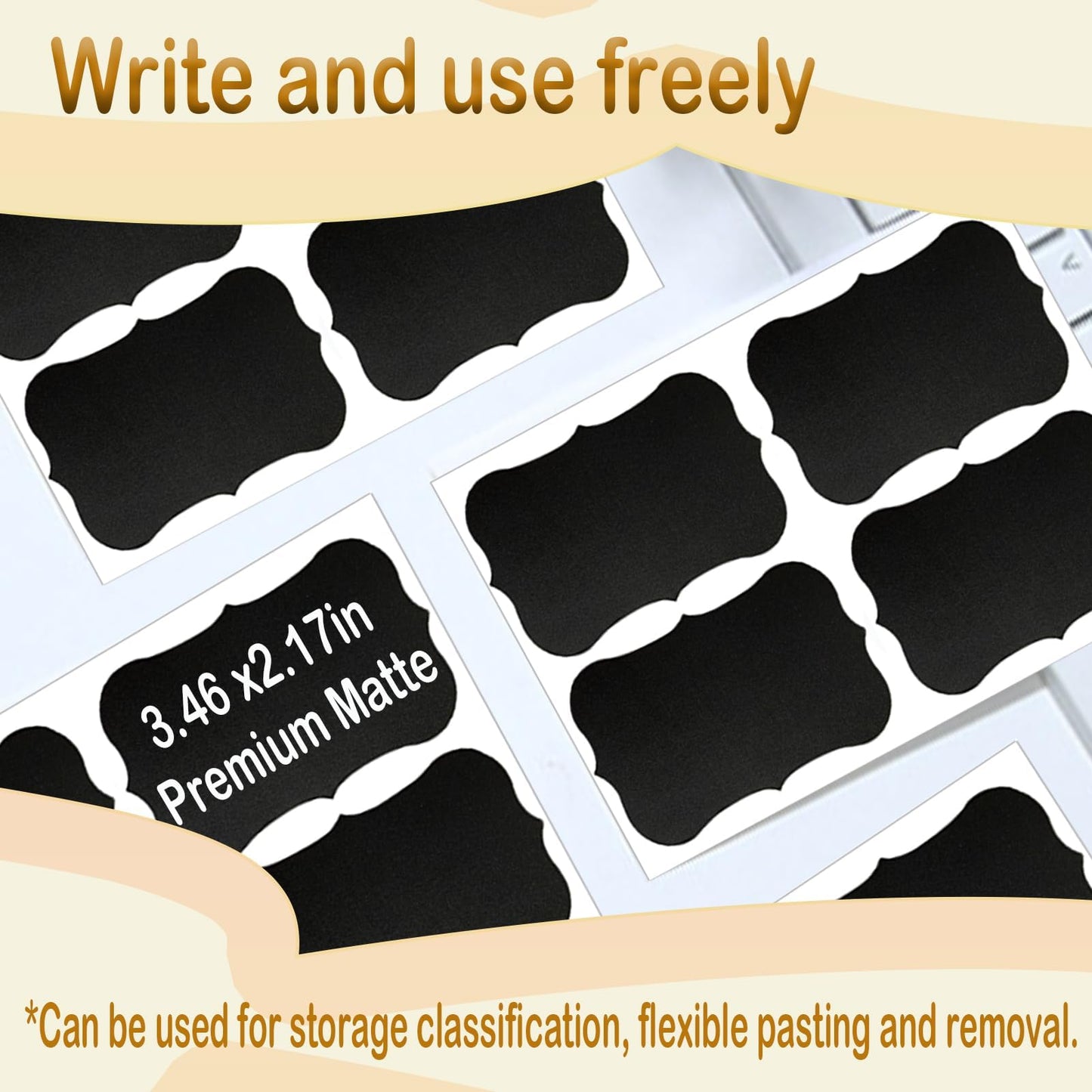 NCANBUS 180PCS Chalkboard Labels-3.4" x 2.1" Large Size Reusable Blackboard Stickers with 1 Liquid Chalk Markers for Mason Jars, Storage Bins,Craft Rooms,Food Containers and Pantry Storage