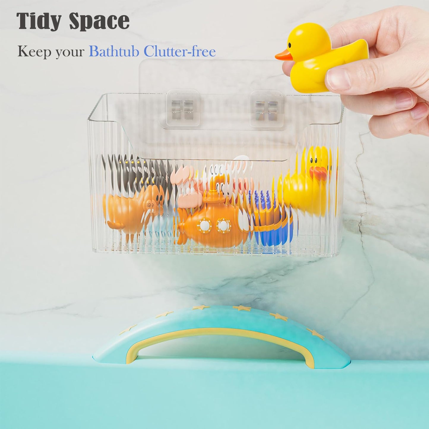 Lae Nuvole 2 Packs Cabinet Door Organizer Wall Mounted Shower Basket, Shower Caddy Stackable Plastic Adhesive Organizer for Bathroom, Kitchen, Cabinet, Pantry, Makeup, BPA Free, Clear