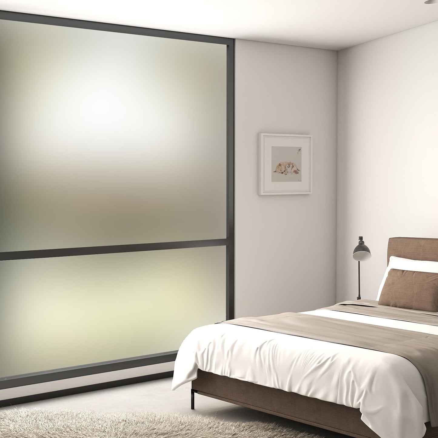 Timeet Window Privacy Film, Frosted Glass Window Clings, Static Cling Heat UV Blocking Anti-Glare Frosting Stickers, Decorative Bathroom Door Coverings Day and Night, 17.5 x 78.7 Inch, Pure