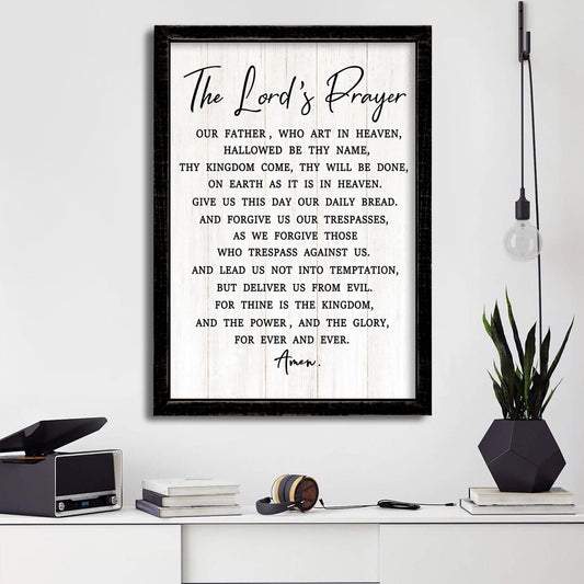 The Lord’s Player Rustic Bible Verse Framed Wall Art, 11''×16'' Vintage Positive Religious Christian Saying Sign for God Jesus Christ Prayer, Narrow Holy Inspirational Catholic Scripture Decor