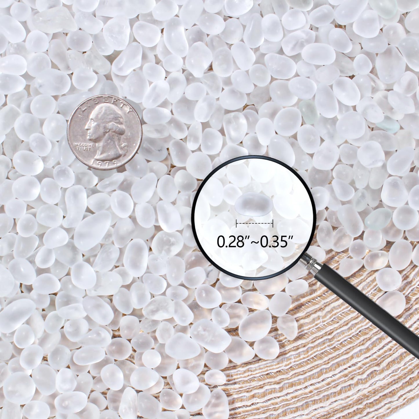 Keedolla 0.5 Lb White Frosted Sea Glass Stones Fish Tank Rocks Gravel Aquarium Glass Pebbles Marbles Gemstones for Vase Fillers, DIY Crafts, and Home Decor