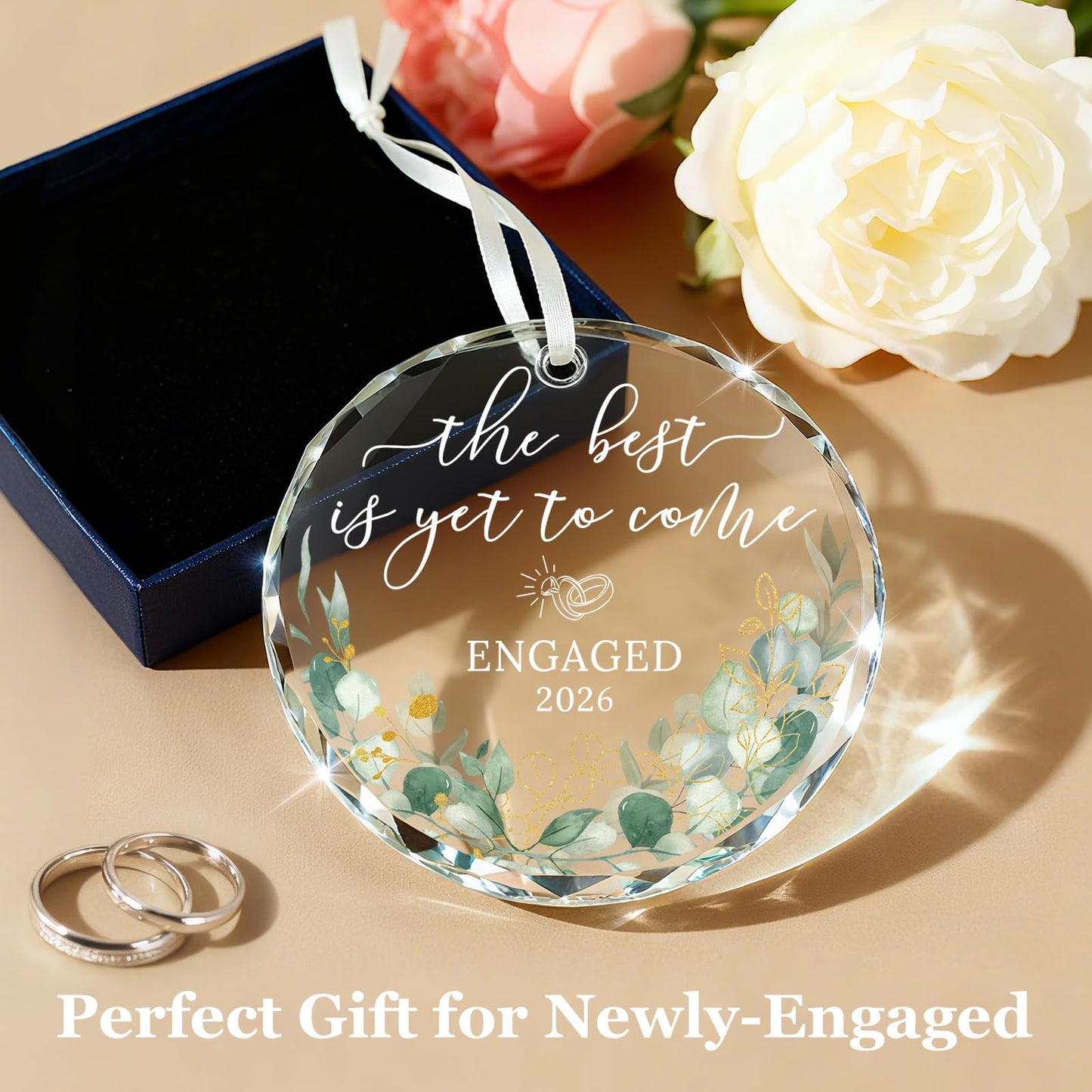 Emibele Engagement Gifts for Couples, Crystal Glass Engagement Gift for Newly Engaged Couples, Fiancee, Fiance, Just Engaged Decorations Bride to Be Gifts for Her, Round Crystal Ornament 2026