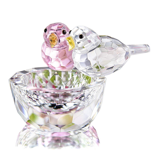 HDCRYSTALGIFTS 3.3'' Crystal Bird Figurine Collectible Art Glass Animal Figurines Table Home Decor Paperweight Valentine’s Day for Women