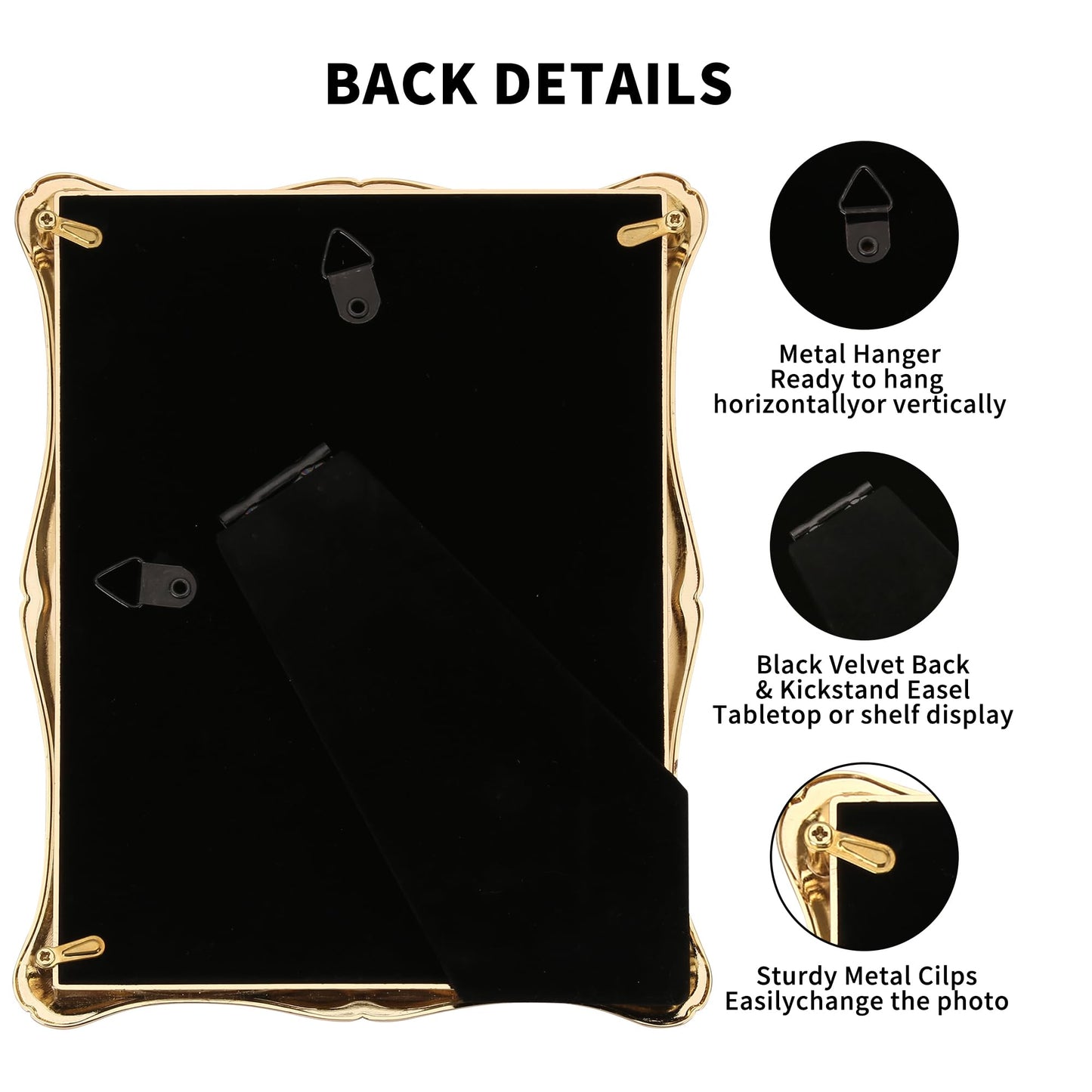 GorYeeFine Gold 4 x 6'' High-End Zinc Alloy Picture Frame with Wave Design - Modern Glamour 6x4'' Pictures Frames for Desktop and Wall Décor