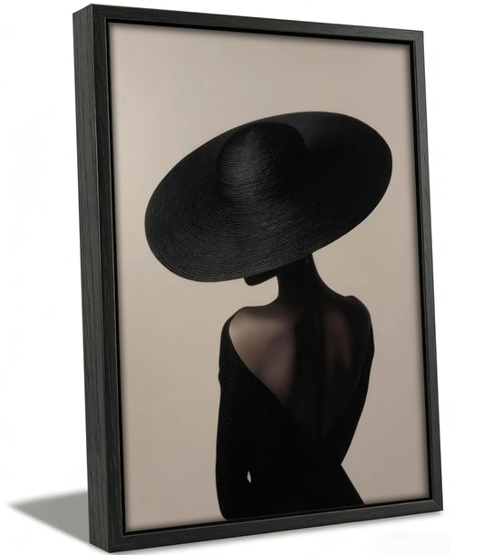 Framed African American Wall Art,Fashion Black Woman Silhouette Canvas Print Poster,Abstract Modern Elegant Wall Decor for Living Room Bedroom, Luxury Trendy Home Decoration,