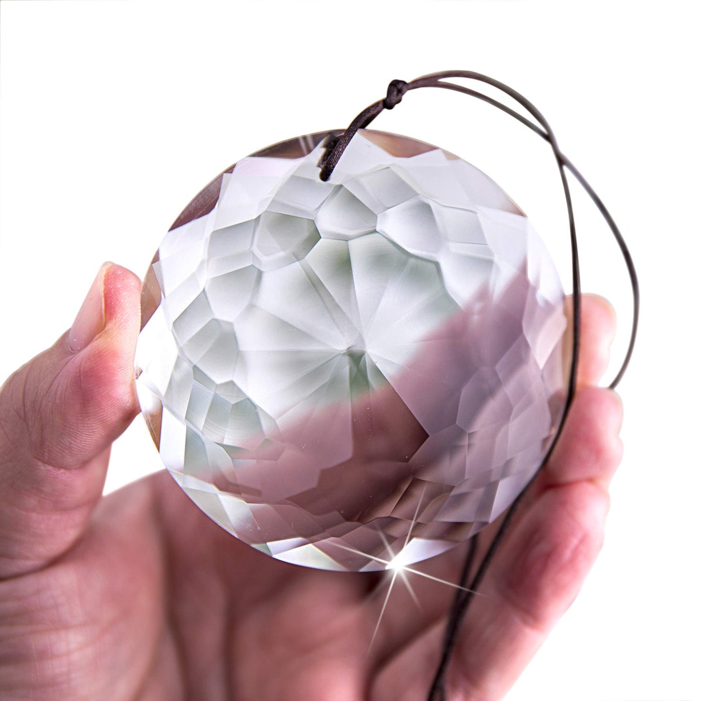 HDCRYSTALGIFTS 75mm Prism Hanging Crystal Suncatcher Clear Chandelier Crystals Flower of Life Prisms Sun Catcher Indoor Window Glass Ornaments for Christmas Tree Gifts