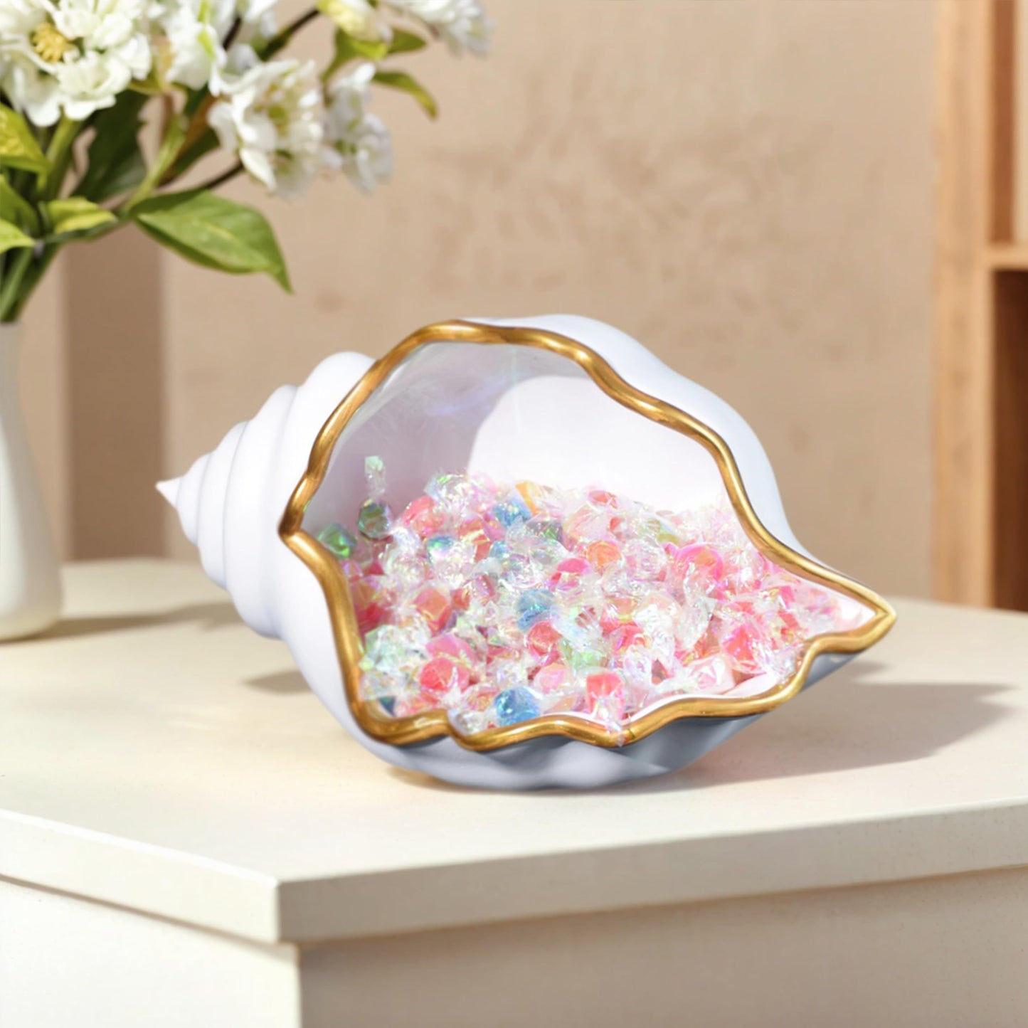 AMOYYT Decorative Bowl Entryway Table Decor Resin Clam Shells Bowls Seashell Beach Console Table Home Decor Accents for Ocean Themed Living Room Coffee Table