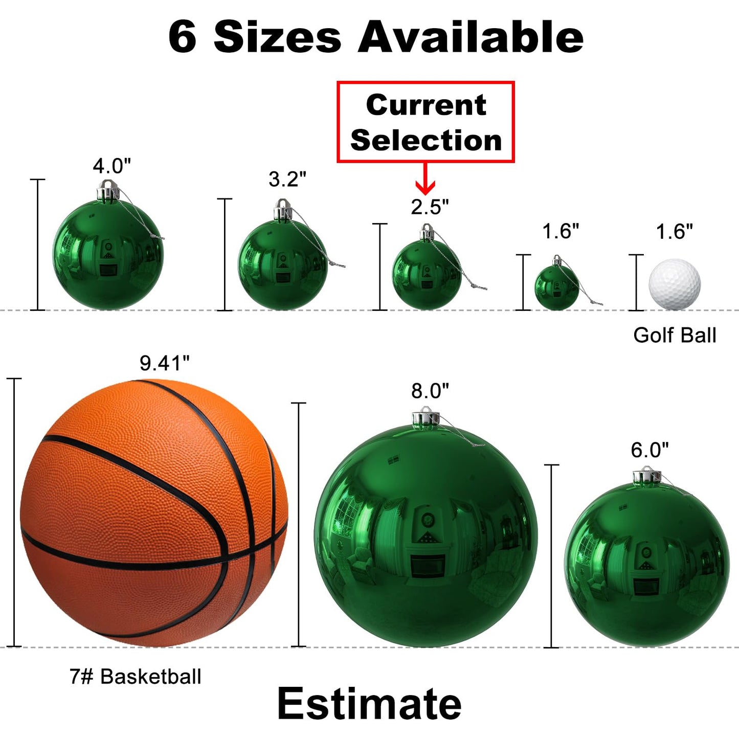 Emerald Green 2.5" Christmas Balls Christmas Tree Decoration Ornaments Shatterproof Hanging Balls for Birthday St. Patrick's Day Easter Mardi Gras Holiday Wedding Decorations Set of 24pcs