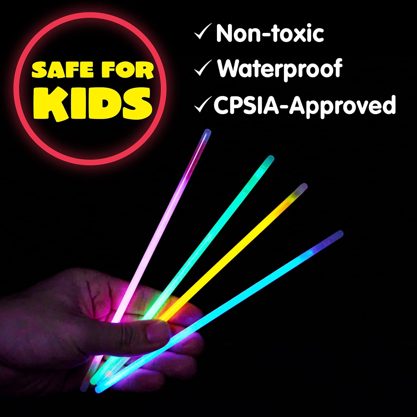JOYIN 144 Pcs 8" Glow sticks Bulk Party Favors Pack, Neon Glow in the Dark Party Supplies, Light Up Necklaces and Bracelets with Connectors, Easter, Football, Birthday Decorations