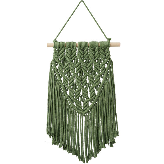Nashibowu Small Macrame Wall Hanging Decor Boho Tapestry for Bedroom Living Room Dorm Nursery and Office, Cute Aesthetic Wall Art for Small Spaces for Teen Girls and Home Decor (Green, 16 * 10 Inch)