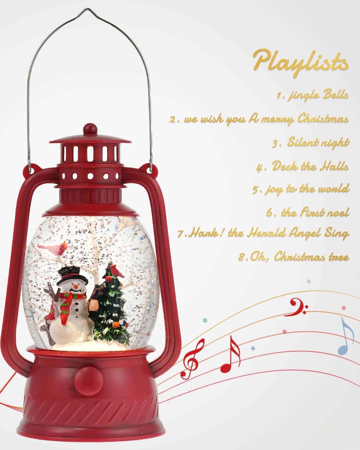 Christmas Decor Christmas Snow Globe Lantern,Snowman Lighted Snow Globes Musical with Swirling Glitter, Battery Powered Christmas Decorations Indoor for Home