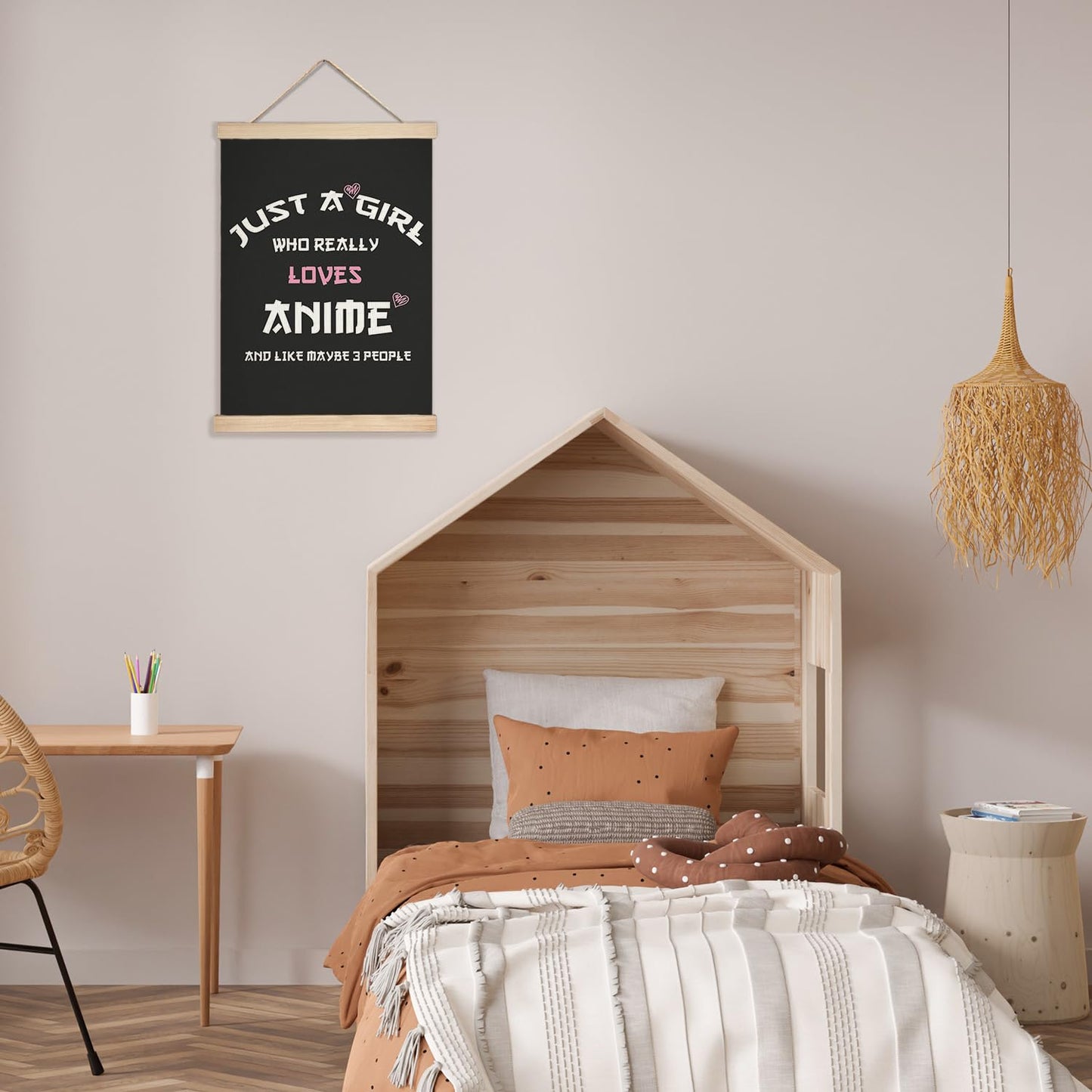 LZYRF Just A Girl Who Really Loves Anime Wall Art Poster Framed, Anime Lovers Gifts for Girls Canvas Prints Wall Decor for Home Girls Bedroom Apartment Dorm Room, 12x16 Inch