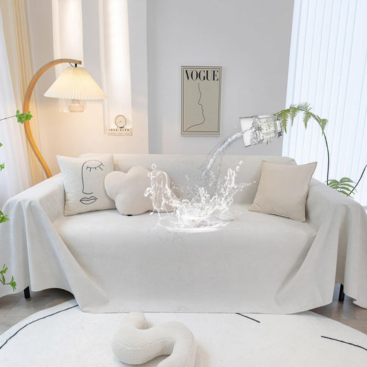 STACYPIK White Waterproof Couch Cover Scratch Resistant Sofa Cover for 3 Cushion Couch Thickened Non Slip Sofa Throw for Sectional Water Resistant Sofa Slipcover for Cats Dogs Furniture Cover-71X118IN
