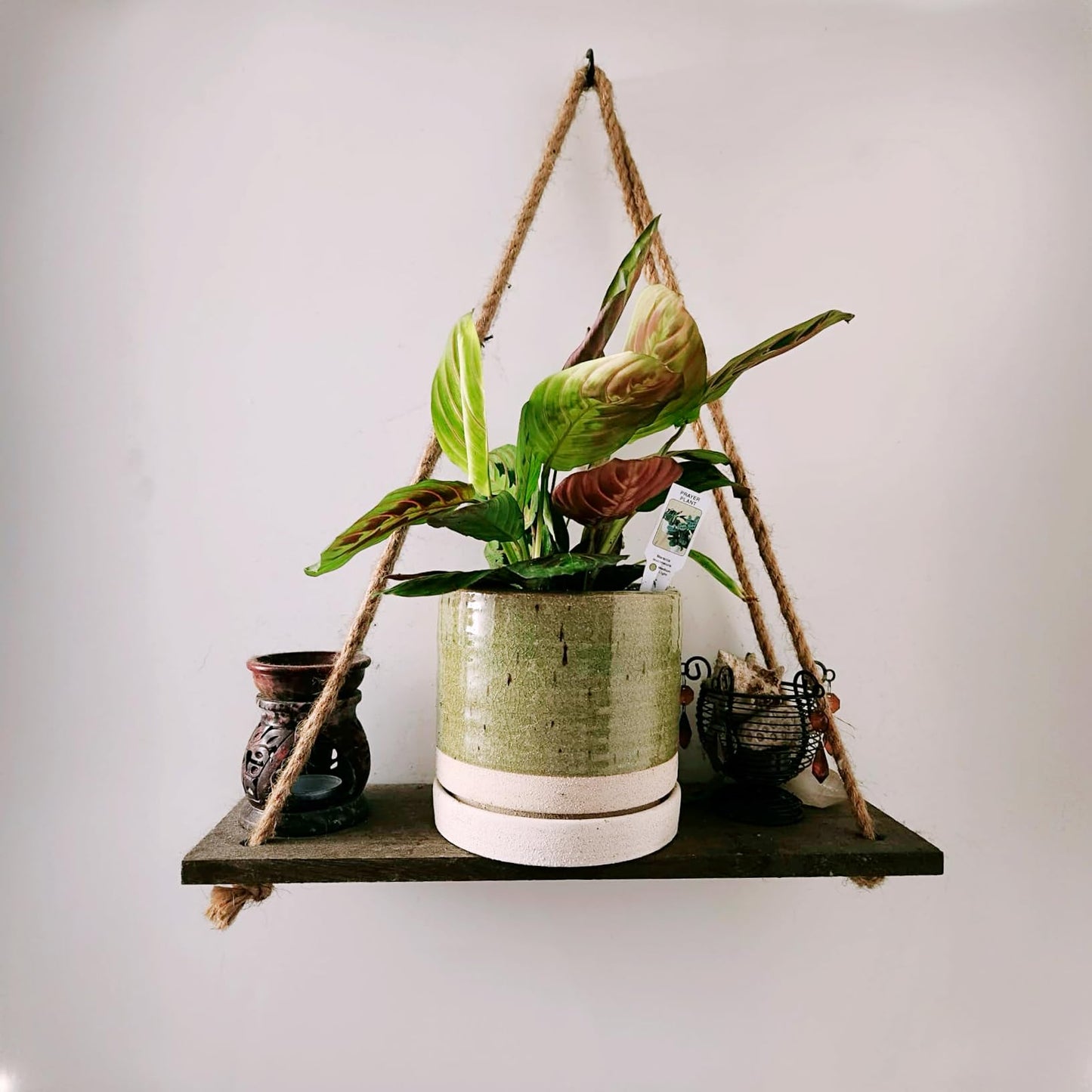 HERDUK 6 Inch Plant Pots, Ceramic Planter Pot with Drainage Hole & Saucer, Indoor/Outdoor Cylinder Round Planter Pot, Green & Beige