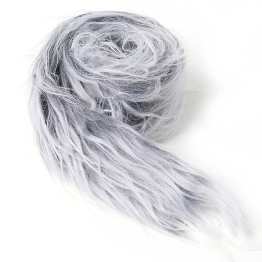 Shaggy Plush Faux Fur Fabric Precut Strips Frost Gray Fur Fluffy Fuzzy Craft Fur for Christmas Decoration DIY Craft Gnomes Beard Hair Dwarf Cosplay Costume (Frost Gray, 4x60 inch)