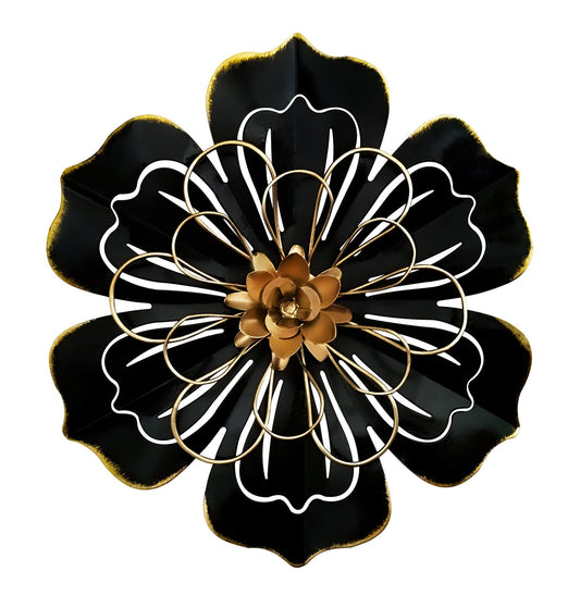 Metal Flower Wall Art Decor, 8.3" Rustic Modern Floral Sculpture, Distressed Iron Wall Hanging Home Decoration Accent Artworks for Indoor Kitchen Bedroom Living Room Office Outdoor Garden Patio - 06