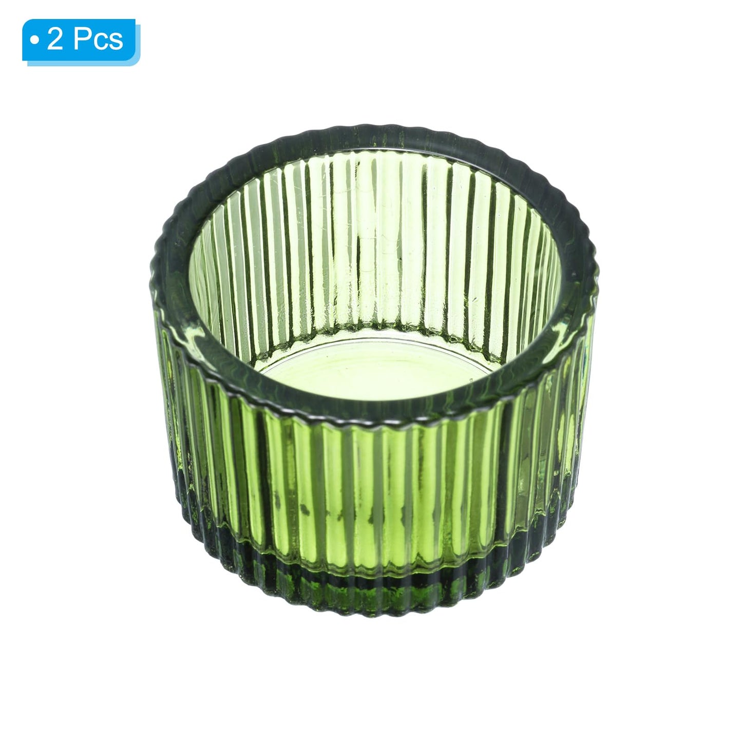 PATIKIL 2 Pcs Tealight Candle Holder, Tea Lights Candle Holder Glass Votive Candle Holders Glass Candle Holders for Table Centerpiece Decor Wedding Dinner Party, Green