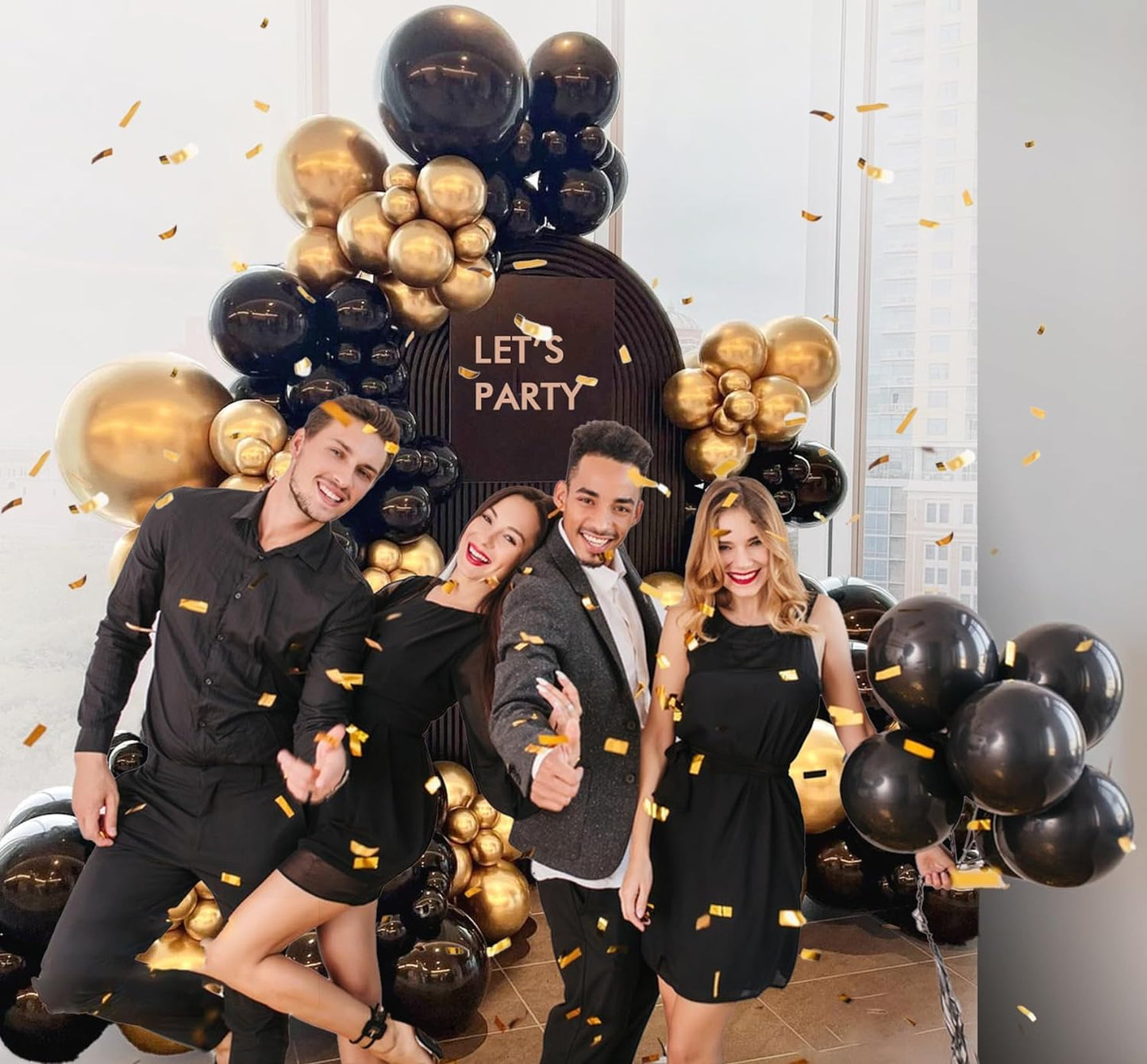 BAUANOOY 100pcs Metallic Gold Balloons 12 inch, Chrome Gold Balloons with Gold Ribbon for Birthday Graduation Engagement Wedding Party Decorations
