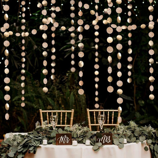 Decor365 Champagne Gold Party Decorations Glitter Gold Birthday Decoration Hanging Circle Garland Streamers Banner Backdrop Christmas New Year Eve NYE Anniversary Graduations Party Decor