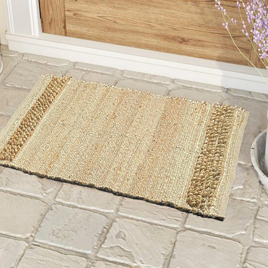 Chardin home 2x3 Jute Cotton Hand Woven Doormat Rug, Natural Jute Braided Entryway Mat | Rustic Boho Farmhouse Textured Accent Rug for Front Door, Kitchen, Bedroom, or Bathroom | Natural Fiber Rug