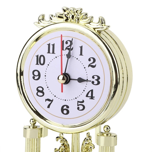 Aramox Retro Living Room Clock, European Retro Style Living Room Clock, Antique Silent Table Clock Home Decor for Home, Office, Hotel (Gold)