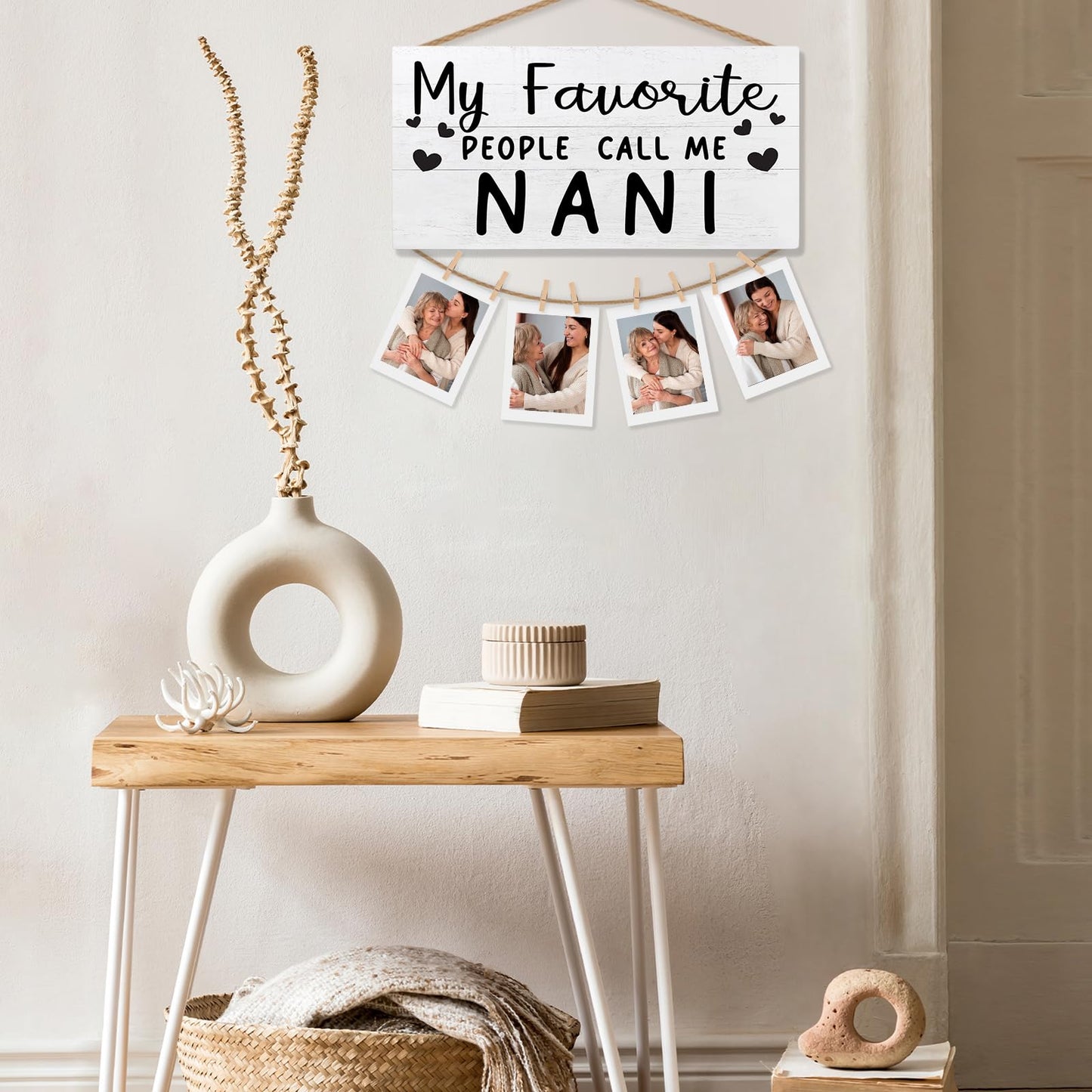 shiviody Nani Picture Frame Photo Holder for Wall, Best Grandma Gifts for Christmas Birthday from Grandkids Granddaughters, Grandmother Gifts Photo Hanging Display Picture Board for Wall Decor