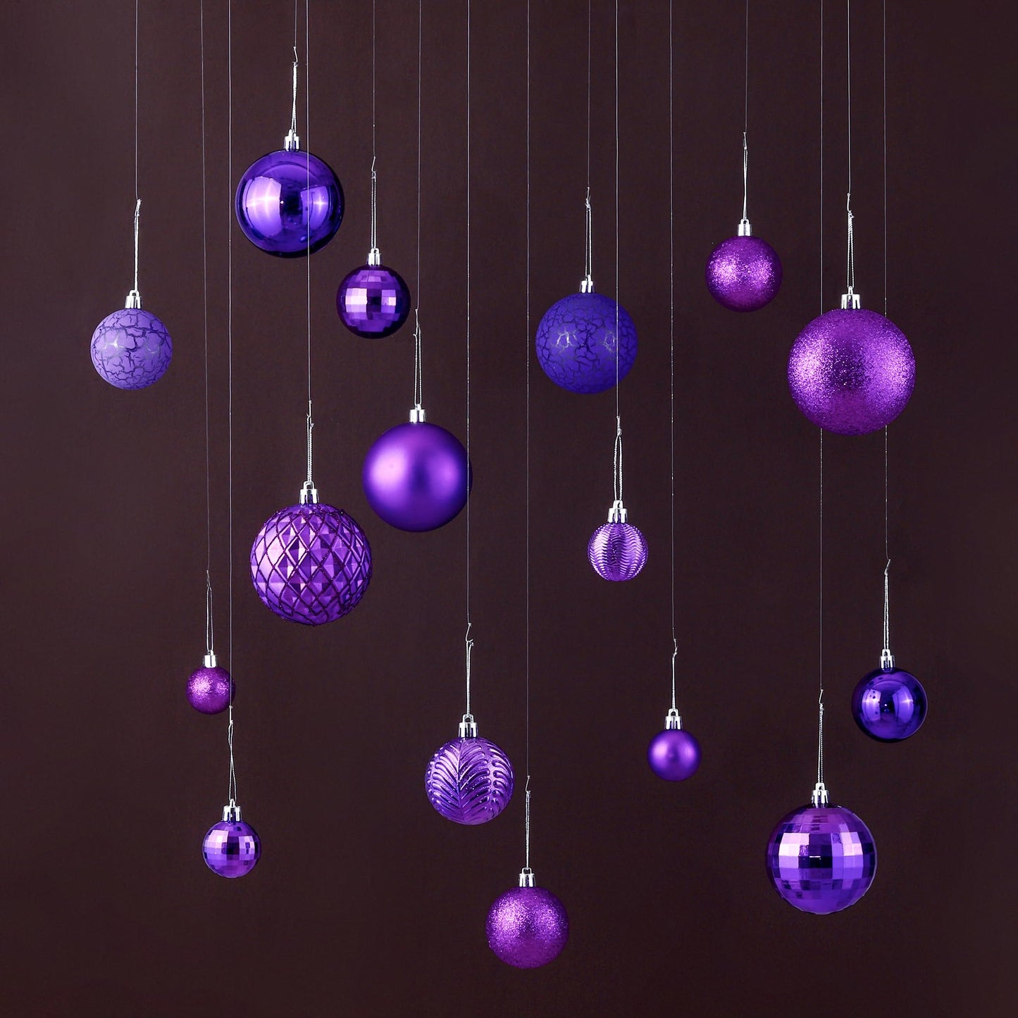 LANGXUN 36pcs Purple Christmas Tree Decorations Balls, Bolas De Navidad, 2025 Christmas Decor, Indoor Outdoor Shatterproof Christmas Ornaments, Xmars Party Wedding Suppiles