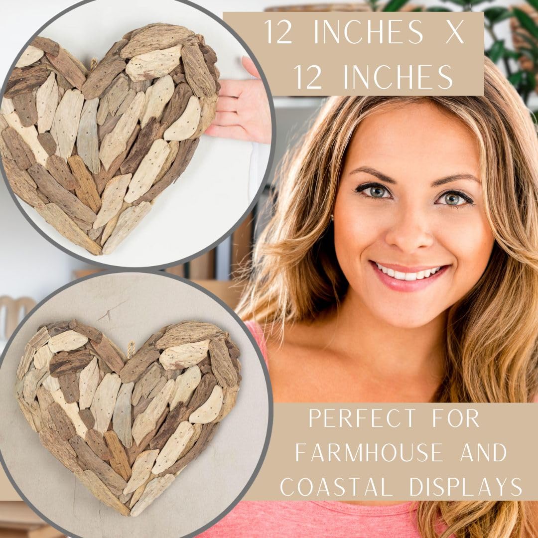 Factory Direct Craft Natural Driftwood Rustic Heart - Woodland Heart for Farmhouse and Coastal Decor (12 Inches)