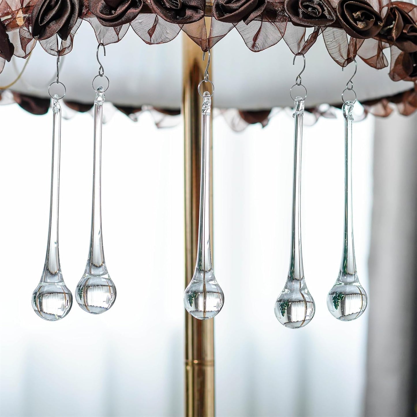 kanpura 6 Inch Teardrop Ornaments Glass Drop Ornaments Clear Crystal Chandelier Pendant Hanging for Centerpieces Christmas Tree Winter Party Decor(10 Pcs)
