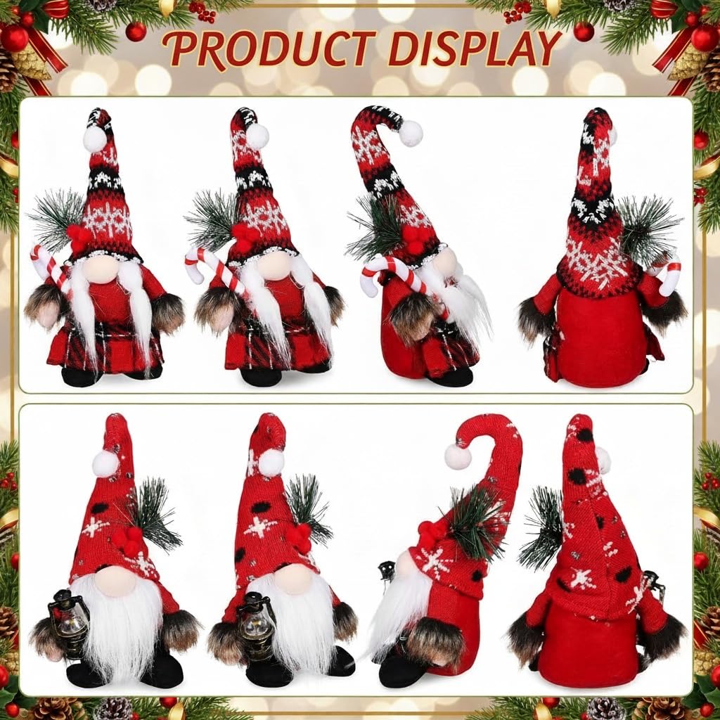 JOINPAYA 2Pcs Christmas Gnomes Decorations: Plush Couple Elf Santa Gnomes Doll for Xmas Home Tabletop Ornaments Holiday Party Gifts