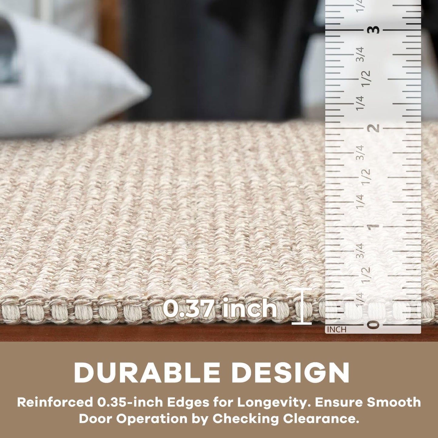 KOZYFLY Indoor Door Mat 2x3 ft Small Area Rugs Washable Front Door Mat Non Slip Rubber Backed Entryway Rug Cotton Entrance Doormat for Front Porch Bathroom Kitchen Bedroom, Ivory/Khaki