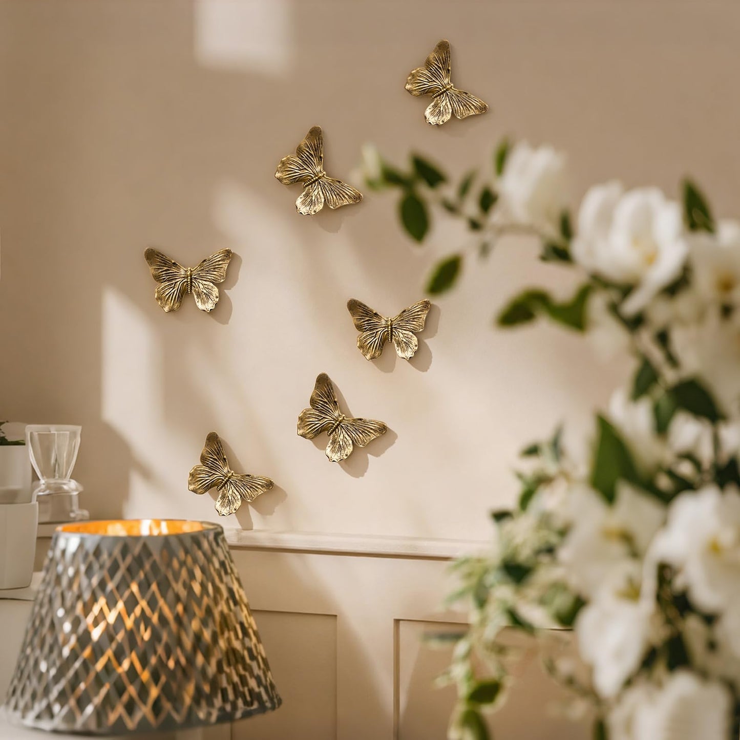GUSFREUD 3D Butterfly Wall Decor Set – Resin Wall Decorations for Living Room, Bedroom, Garden, Yard, Outdoor and Gallery Walls - Antique Copper - Set of 3