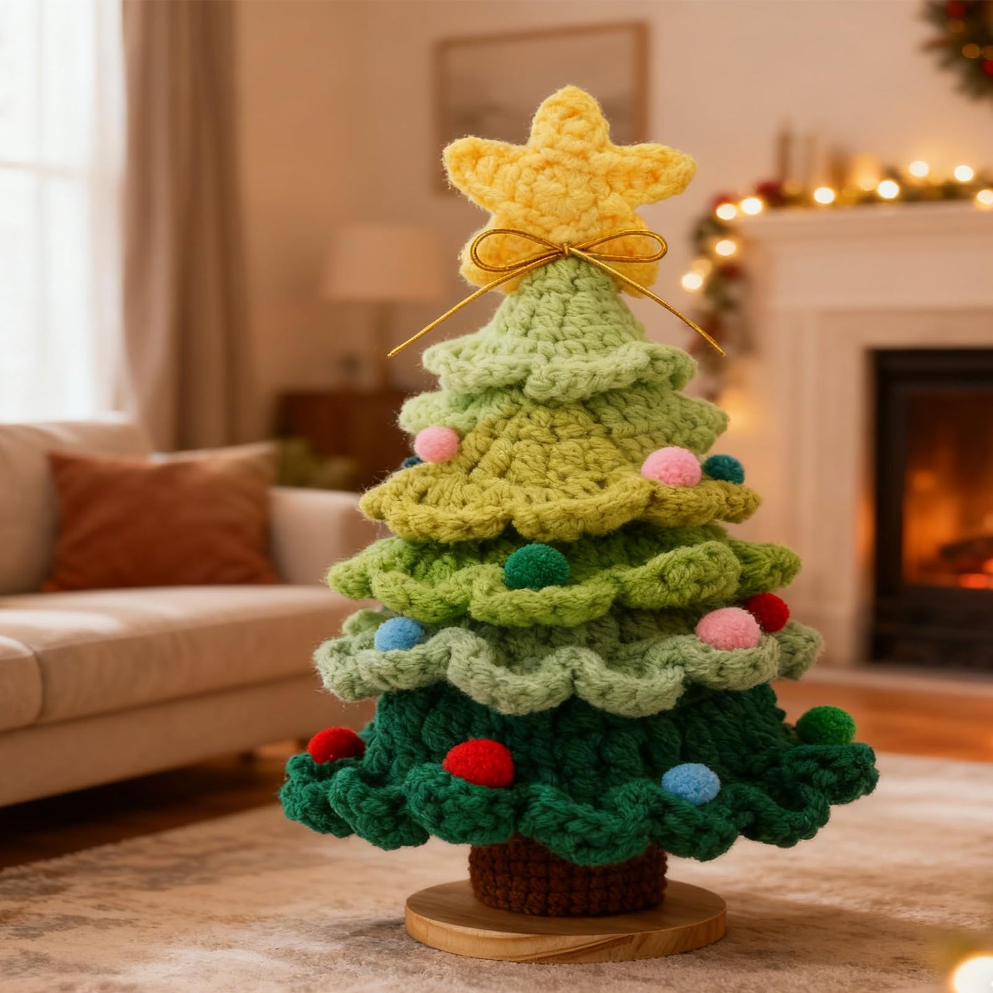 Crochet Christmas Tree,Tabletop Christmas Decorations,Funny Christmas Tree Gift,for Desk Home Office Xmas Holiday Party Tree Decor
