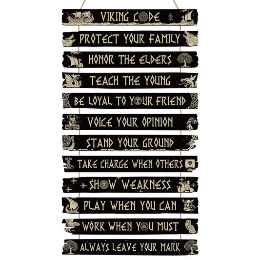 Thinkday Viking Wall Pediment Decor for Men Nordic Rune Wooden Wall Sculpture Art Vegvisir and Valknut Pagan Wood Plaque Set Celtic Rune Norse Pagan Wooden Medieval Mythology Hanging Art Sculpture