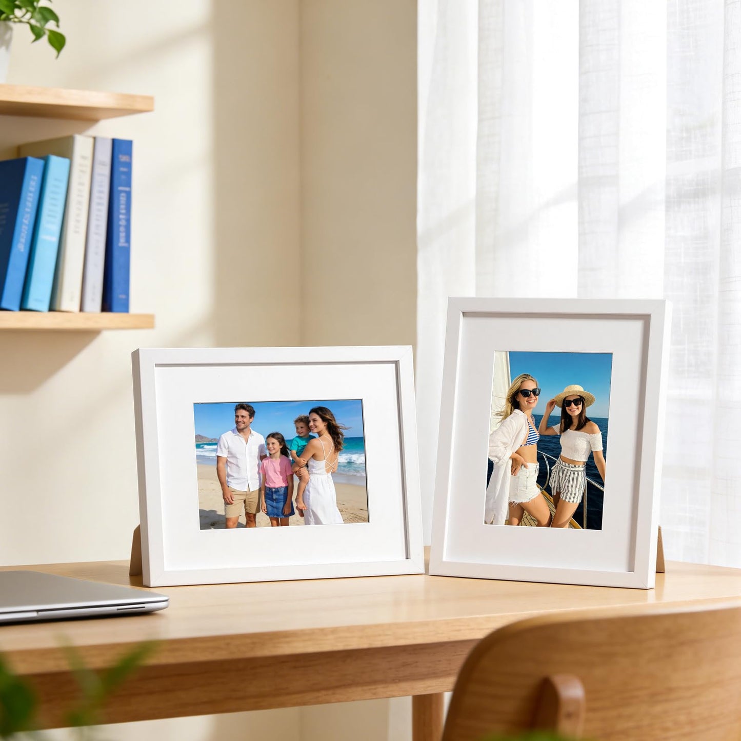 HappyHapi 8x10 Picture Frame Set of 6, 8x10 White Picture Frame Display Pictures 5x7 with Mat or 8x10 Without Mat. Wall Hanging Photo Frame or Tabletop Display Gallery Frame (White)