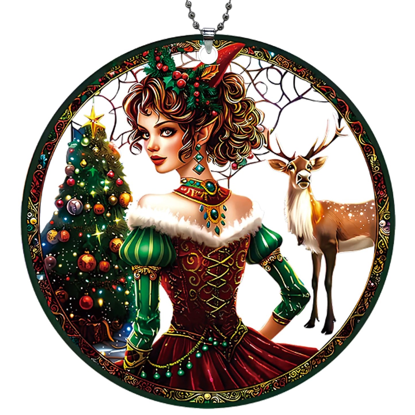 Elf Ornament, Women & Deer Ornaments for Christmas Tree, Beautiful Elf Christmas Decor, Funny Christmas Ornaments Exchange Ideas